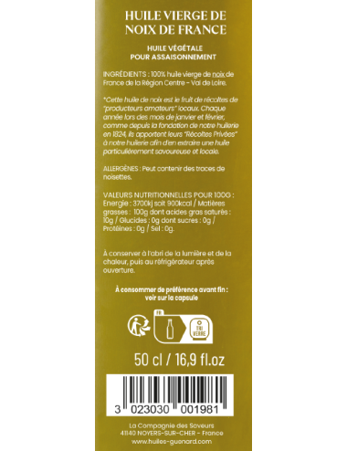 100% Virgin French Walnut Oil