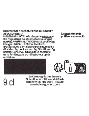 Huile de Sésame 100% vierge