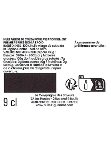100% virgin French Rapeseed oil by Christophe Hay**