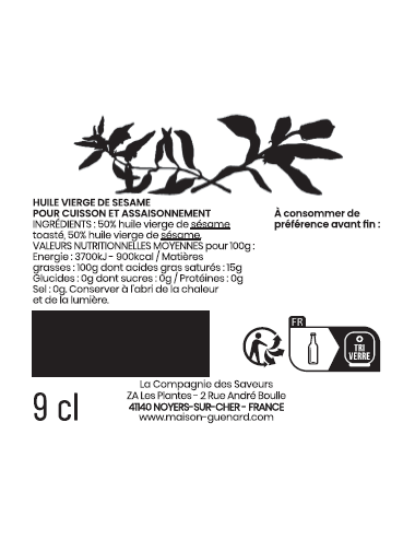 100% virgin sesame oil – intensely toasted
