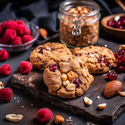 Peanut Butter & Raspberry Cookies  with Guénard Peanut Oil
