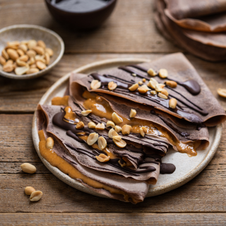 Crêpes au chocolat fourrage beurre de cacahuète (Spécial Chandeleur)