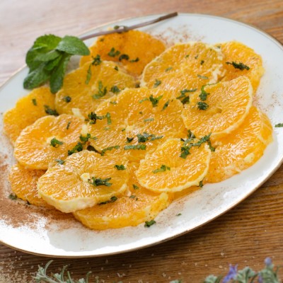 Orange Carpaccio with Pine Nuts
