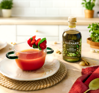 Strawberry Gazpacho with Pistachio