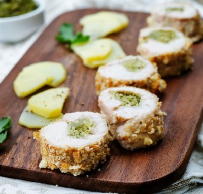 Turkey Pesto Pistachio Crumble Rolls